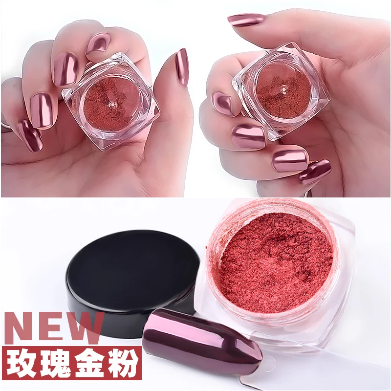 Пигмент для ногтей розовое золото зеркало порошок