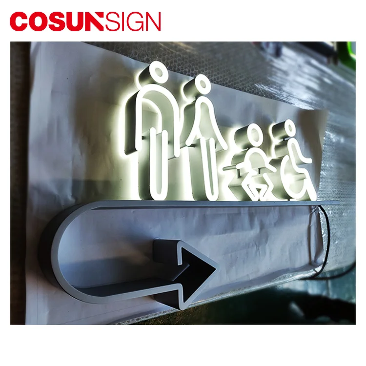 Выгравированная табличка для туалетной двери со светодиодной подсветкой