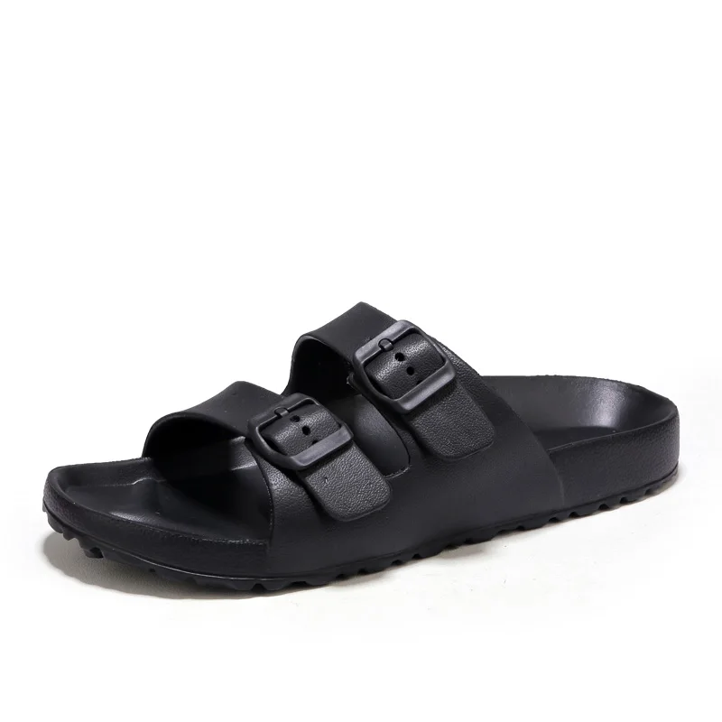 Wholesale Customized New Fashion Design Cheap PU Casual Shoes Flat Slippers Buckle Strap Cork Sole Sandals Men