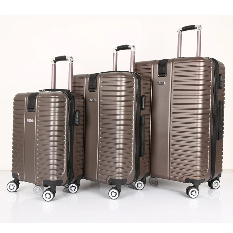 Golden Color 3 Pcs Set Luggage Pc Trolley Abs Hard Side Travel Bag Set Abs Trolley case