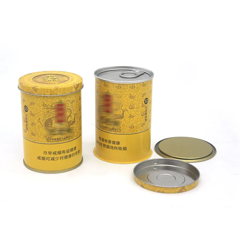 metal tobacco can Round Metal Cans Blended Cigarette Box Tobacco Tin