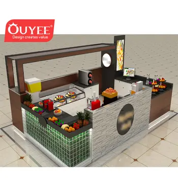 Factory Coffee Shop Bar Counter Manufacturer Customized wooden indoor coffee kiosk bar in mall design cafe counter