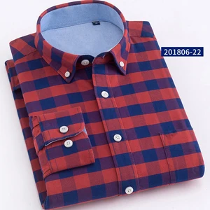 Wholesale Oversized Men's Cotton Flannel Button up Long Plaid Shirt for Man