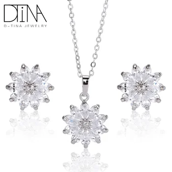 DTINA 2019 Flower Bloom Necklace Earrings Set Party Costume Jewelry Set