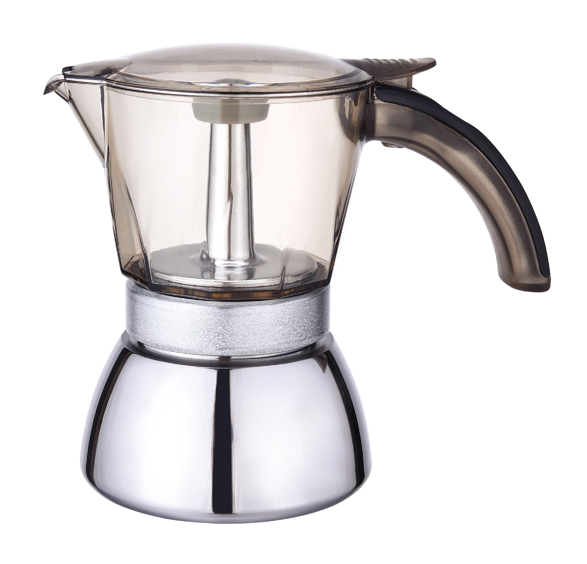 Premium Crystal Glass-Top Stovetop Espresso Moka Pot - 3 Cup Coffee Maker