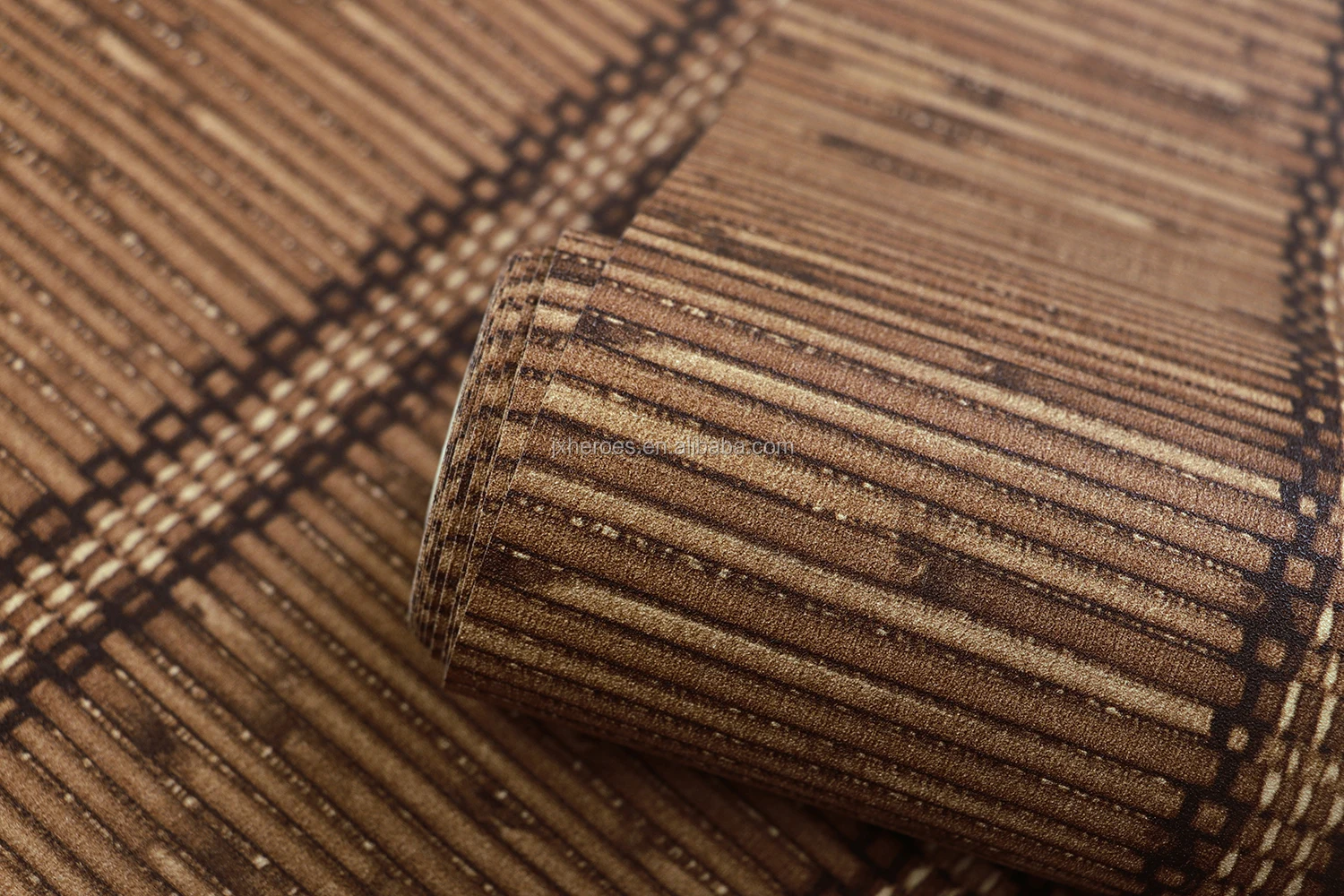 Chinese Style Bamboo Mat Weaving Pattern PVC Wallpaper