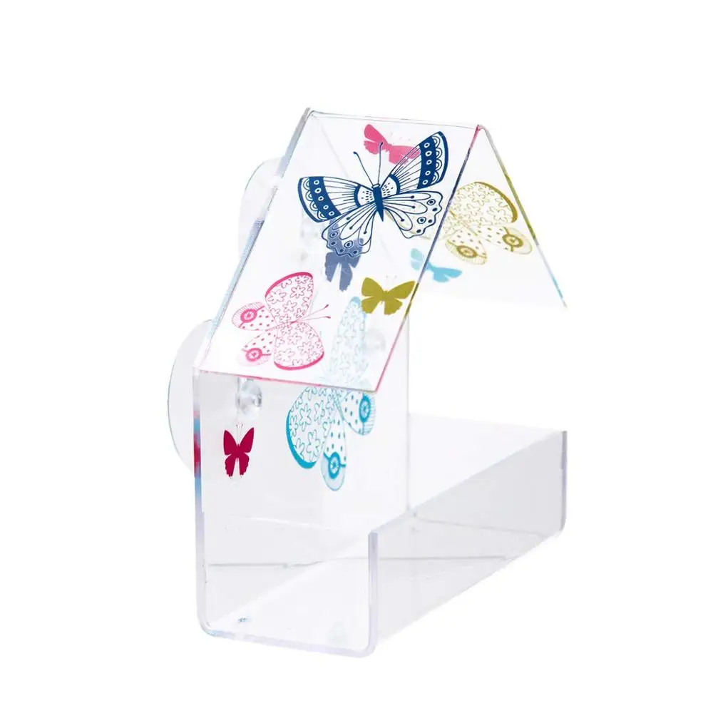 Кормушка для птиц на окно водонепроницаемая уличная садовая домашних животных с беличкой акриловая в форме бабочки