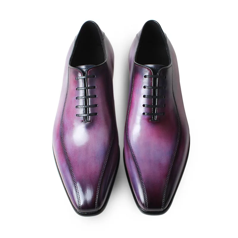 Handmade Purple Patina Whole Cut Oxfords for Men Custom Made Shoes for Men 