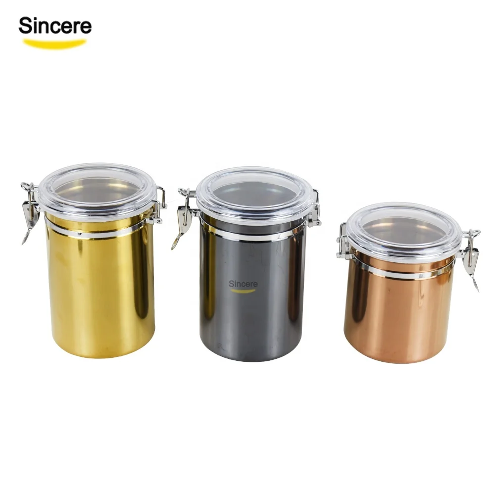 Gold Rose Gold Black Stainless Steel Food Canister Set Tin Canisters For  Food Candy Coffee Canister - Buy Gold Canister Set,Rose Gold Canister,Black  Canister Product on Alibaba.com
