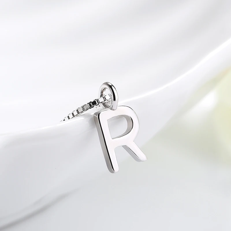 ZHILIAN Women's 925 Sterling Silver Chain Necklace R Letter Initial Alphabet Pendant Necklace for Women