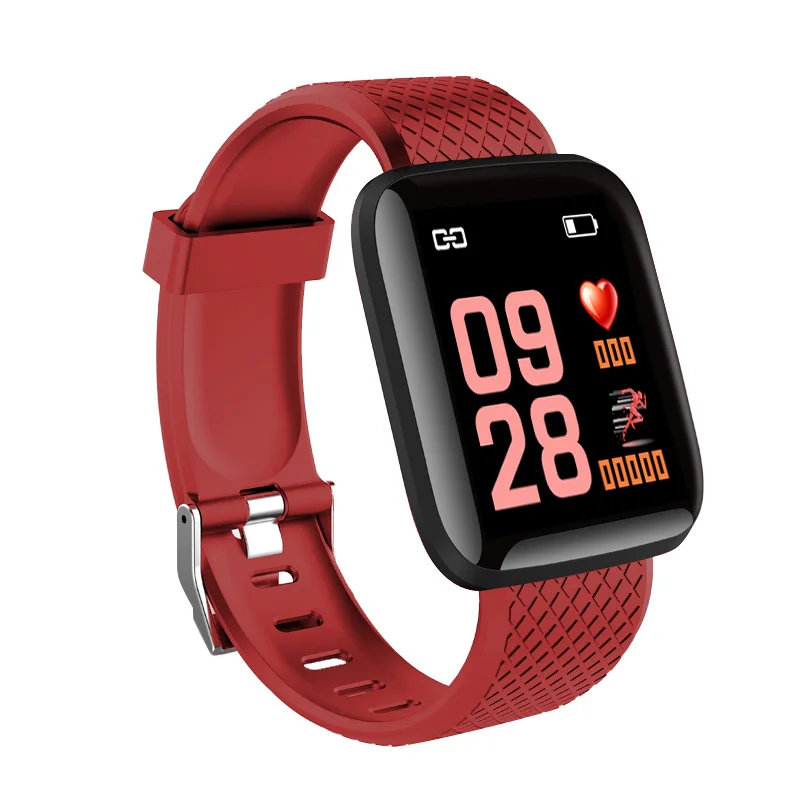 ID116 PLUS Fitness Tracker Smart Bracelet Color Screen Sports Pedometer  Watch Heart Rate Monitor Sleep Remote Control Rubber