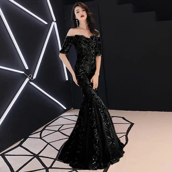 Formal Shoulder Gowns Ball Gown Long Sleeve Formal Dresses Under 40 CRIEBDK A Line Black Prom Formal Shoulder Gowns Ball Gown Long Sleeve Formal Dresses Under 40 CRIEBDK A Line Black Prom