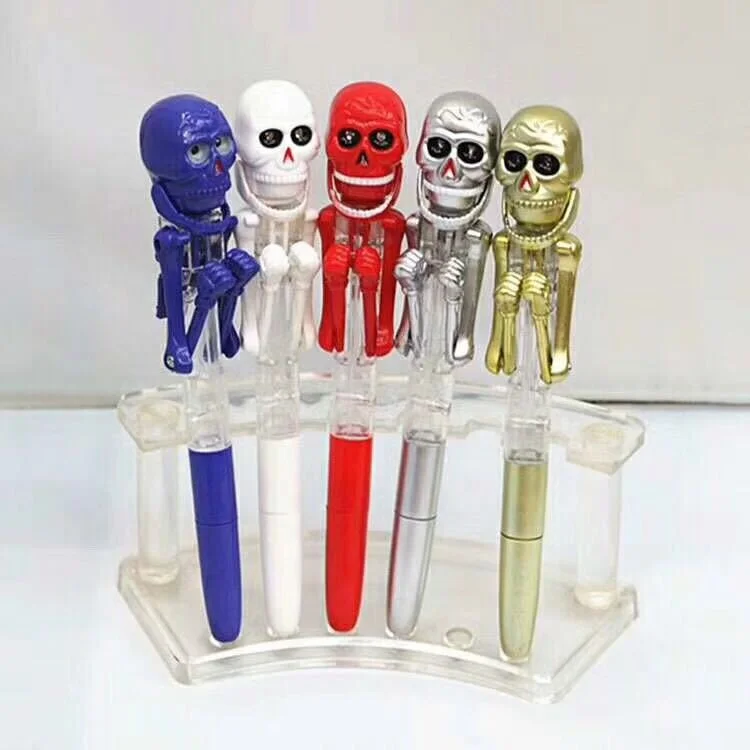 Skeleton Boxing Ball Point Pen Light up Skull Head Pen