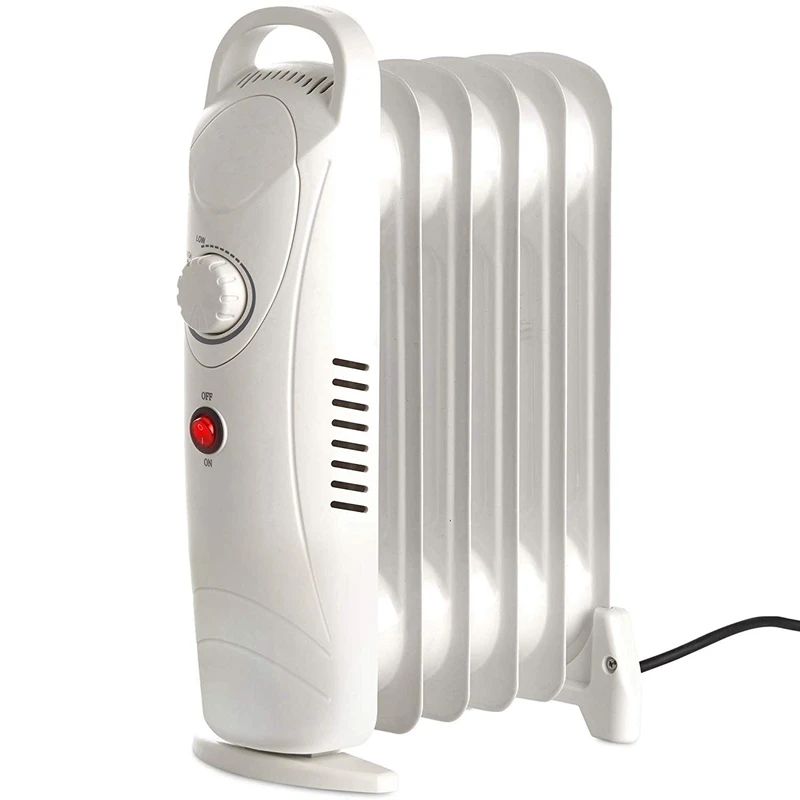 fam famgizmo 7 Fins 800W Small Oil Filled Radiator Portable Electric Heater with Thermostat Overheat Protection 