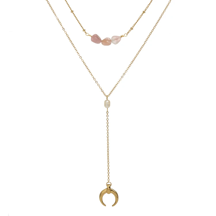18k Gold Crescent Moon Multi Layered 