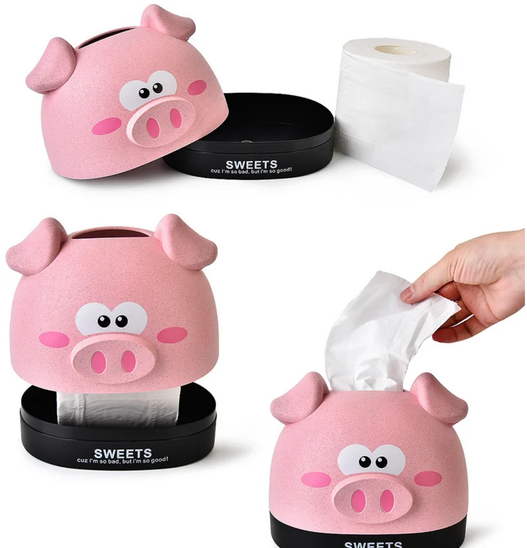cartoon pig paper box plastic household tissue box desktop