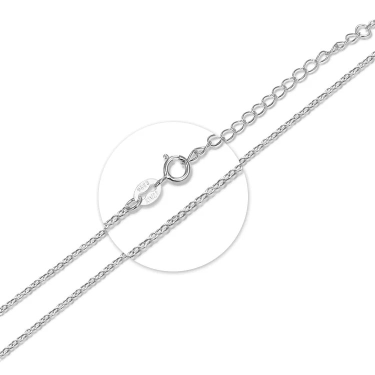 Collana In Argento Sterling 925 Placcato Rodio - Catena A Cavo 2,3 Mm, Lunghezza 45,7 Cm, Con Moschettone, Confezione Regalo - 4