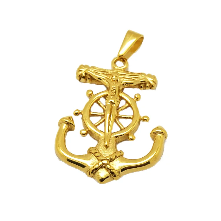 Stainless Steel Men 18k Gold Jesus 