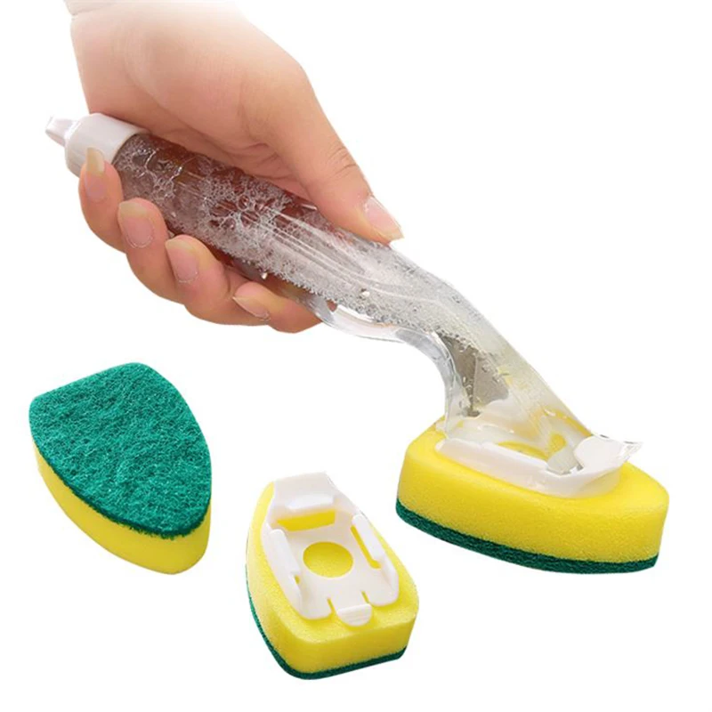 Scrub Brush with Soap Dispenser Dish Scrubber with Replaceable