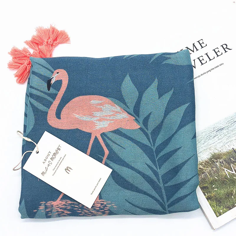 
 Женский шарф с принтом фламинго, сезон весна-лето 2019  