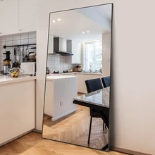 Explosion-proof big wall mirrors full length bedroom Aluminum-framed floor stand gold mirror