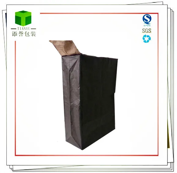Multilayered Kraft Paper Bag Carbon with Valve Mouth for White Flexo Printing Recyclable Spout Top Accept Black Silica (10كلغ)