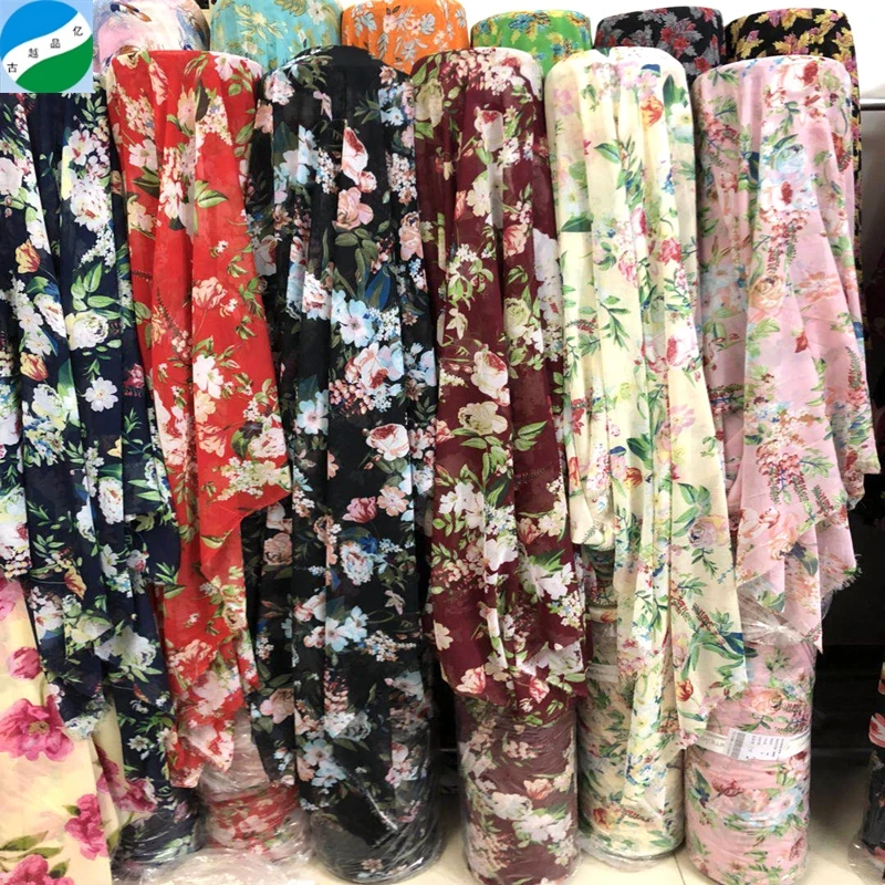 Beautiful design chiffon print fabric stock lot in keqiao