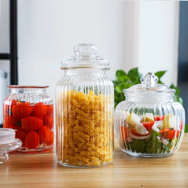 Multifunctional 300ml/400ml Sealed Glass Tank Storage Bottles Kitchen Food Container for Candy Food Storage for Space Saving