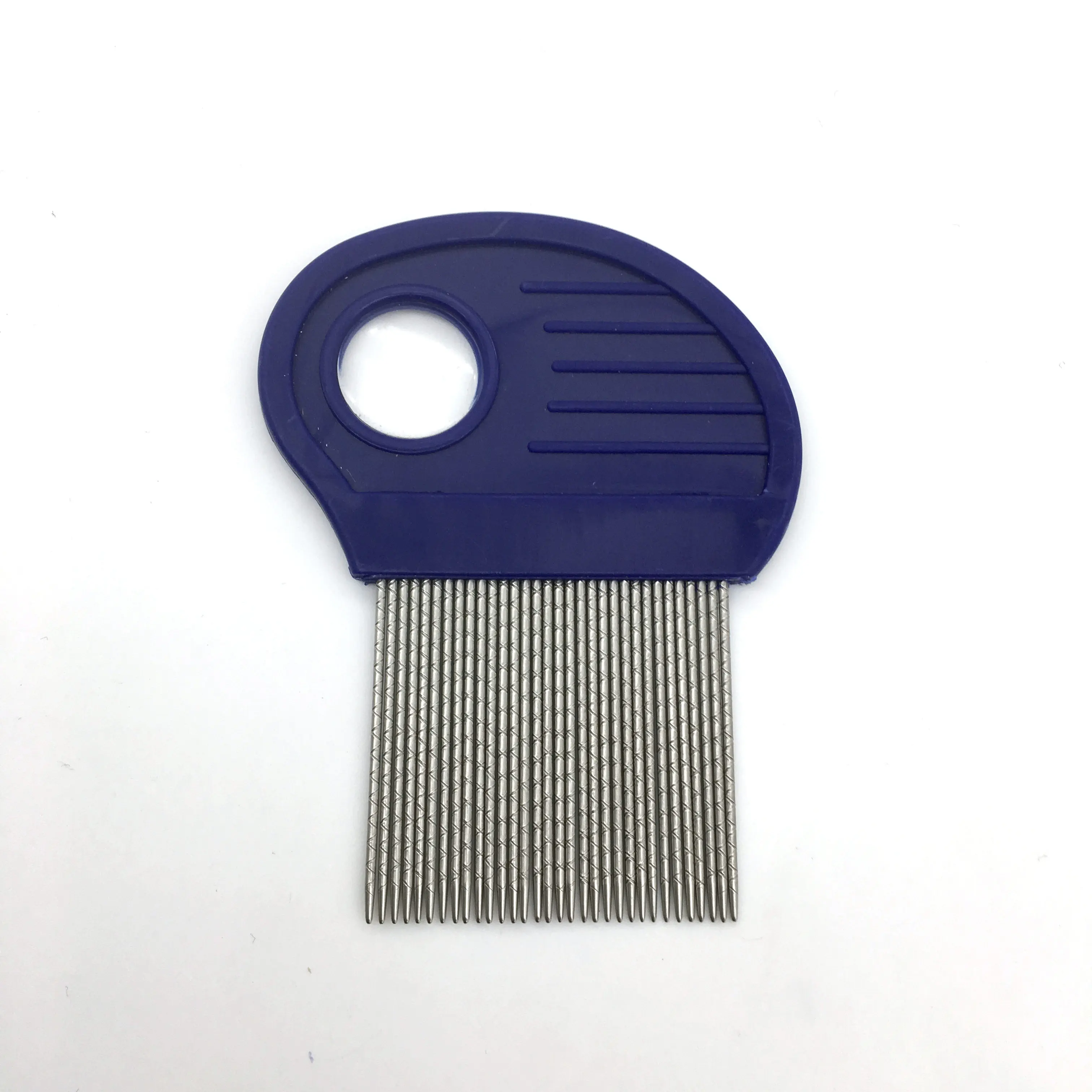 Пластиковая ручка с двойными канавками, шпильки из нержавеющей стали, гребень для удаления блох со вшей и насекомых с лупой