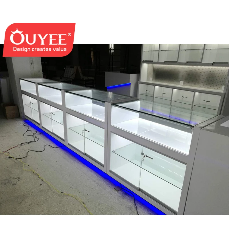 Customized Luxury Style Modern Wooden Mobile Phone Shop Counter Design