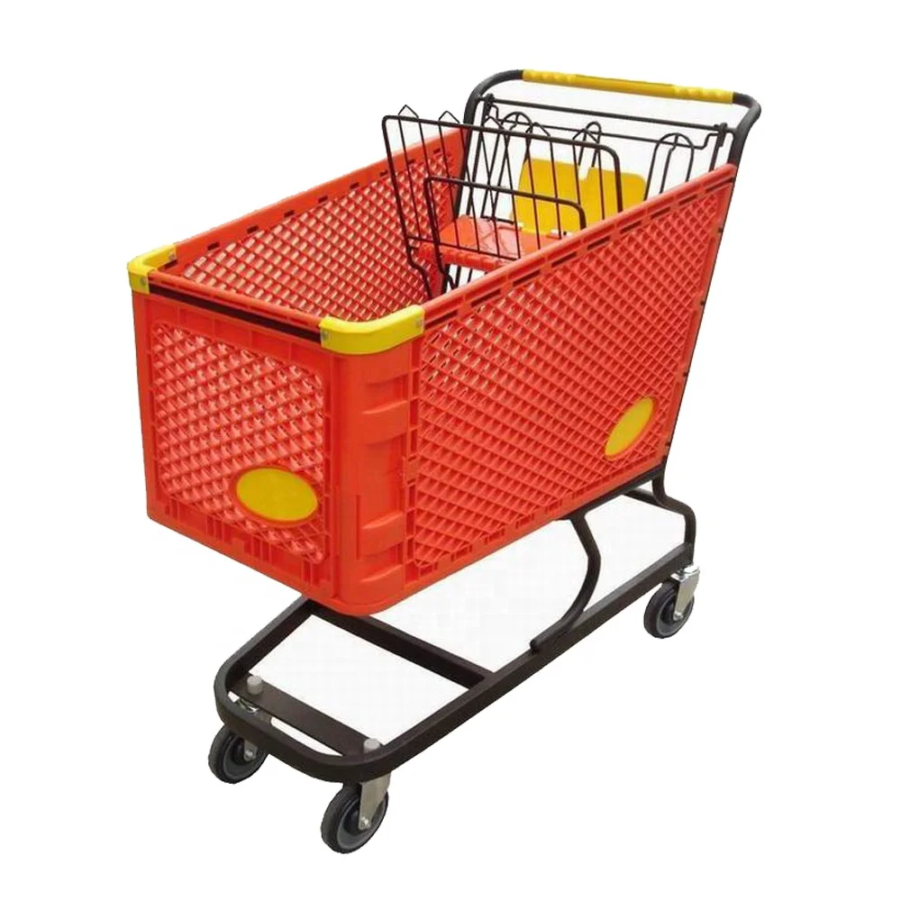 ショッピングカート　新品未使用 スーパーマーケット中古の異なる色のプラスチック製ショッピング