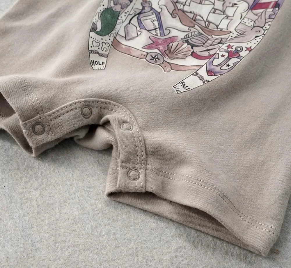 
Китайская Оптовая торговля, сделанные по заказу Модные печать органического хлопка для маленьких мальчиков, комбинезон для новорожденных, одежда на рост 