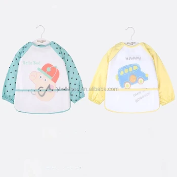 Waterproof Coverall with Baby Animals Toddler Scarf Feeding Smock Infants&#39; Burp Cloths and Feeding Bibs Infant Long Sleeve