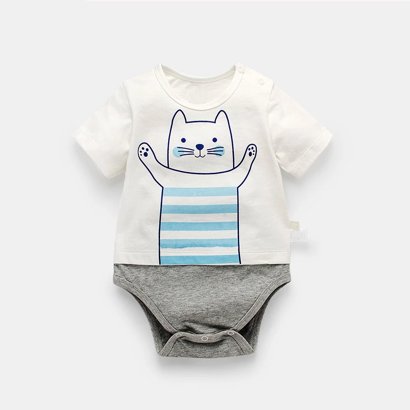 Кошка печатных мягкий новорожденный Мода Baby Onesie одежда