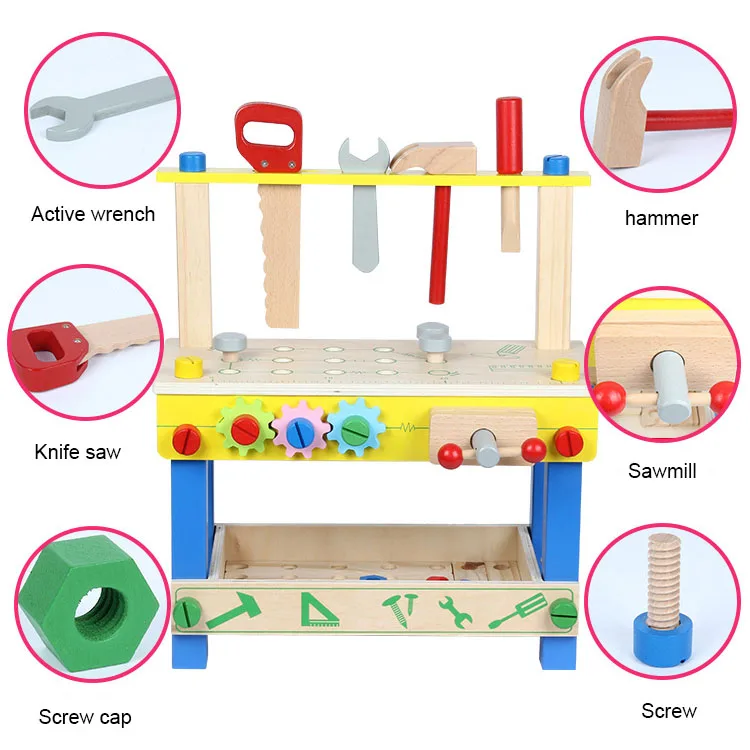 Многофункциональный Diy Детский ролевой обучающий инструмент платформа деревянная верстак игрушка