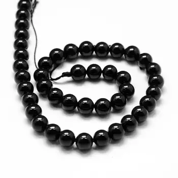 PandaHall Natural Round 8mm Black Tourmaline Beads
