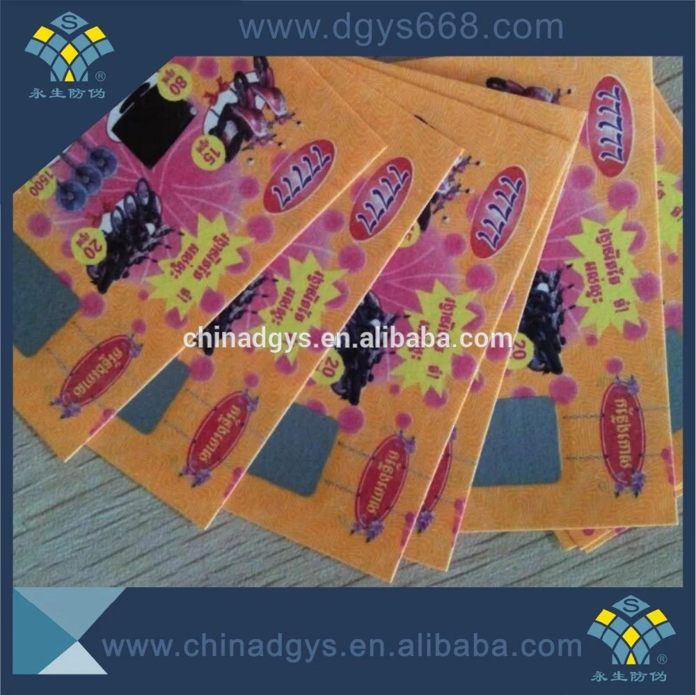 Индивидуальный логотип и узор бумажная лотерея для подарков игровых лотерейных