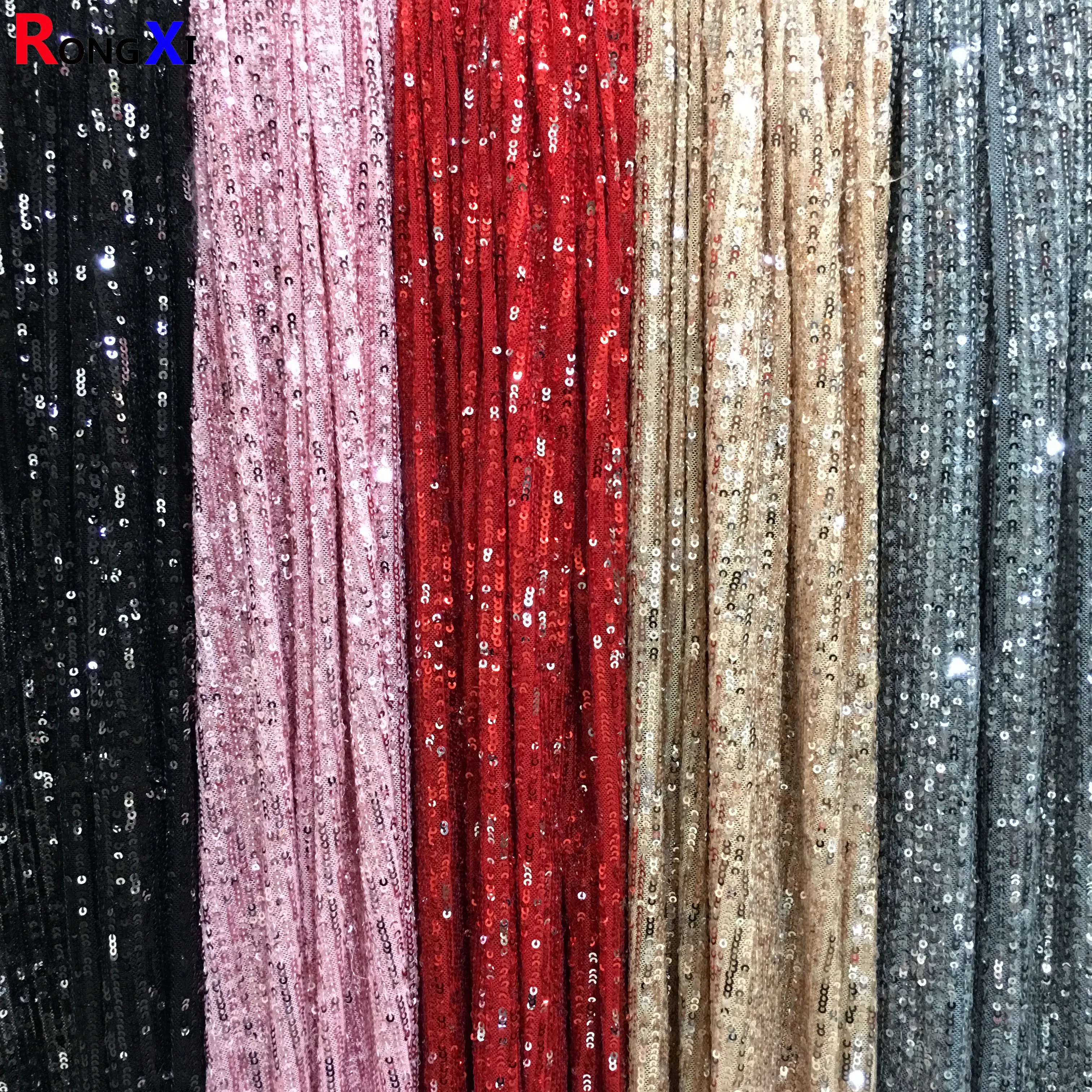 
Бренд RXF0748, новая полосатая эластичная сетчатая ткань из спандекса и тюля с блестками 
