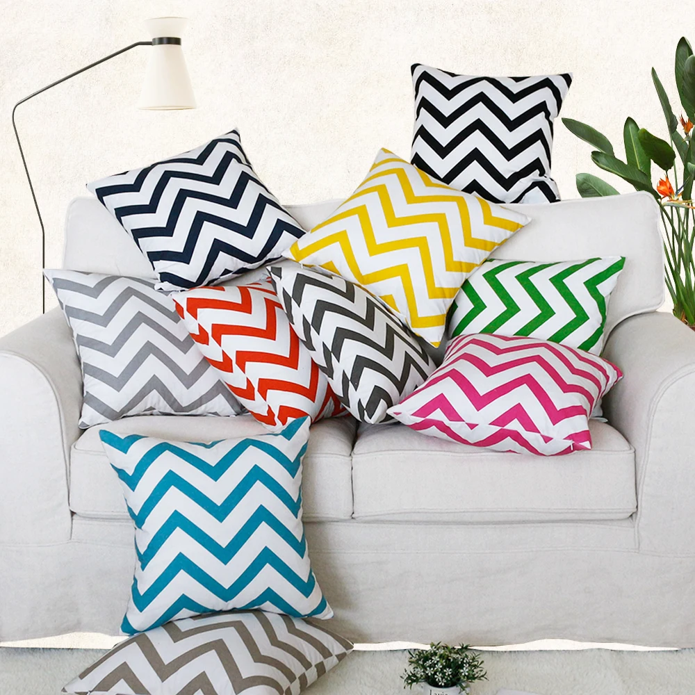 Bed Throw  or Cushions 100% Cotton Geometric Striped Woven Sofa 
