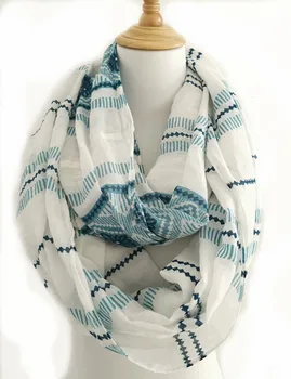 custom design fashion women strips cotton infinity loop scarf