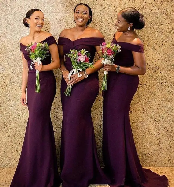 tro At interagere forbinde Source Plus Size Purple Long Mermaid Off Shoulder Bridesmaid Dress on  m.alibaba.com