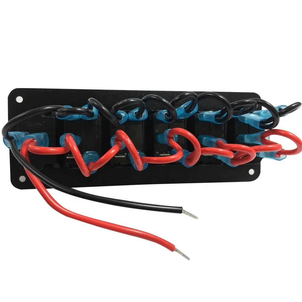 Двойная светодиодная водонепроницаемая панель переключателя, для морских автомобилей, лодок, яхт, 6 клавиш, 12 В, 24 В, с USB-портом 4,8 А и вольтметром