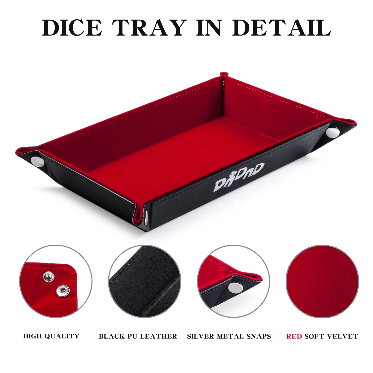 Оптовая продажа, складной лоток для хранения игральных костей из искусственной кожи на заказ