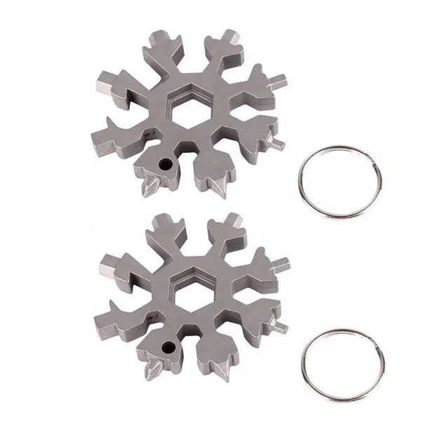 Stainless Tool Snowflake Shape Key Chain Screwdriver-18 In 1 Multi.Tool Portable 