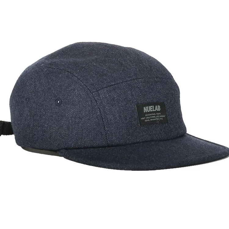 High Quality Custom LOGO Embroidery New Fashion 5 Panel Camp Cap With Woven Label