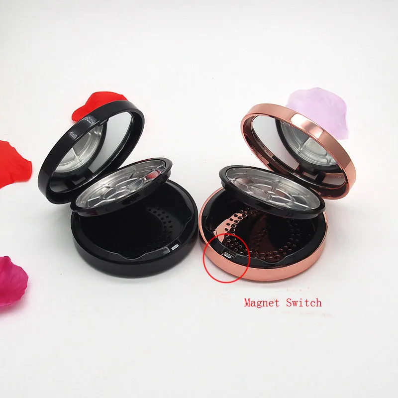 Empty Waterproof Magnetic Double Makeup Compact Powder Case With Mirror