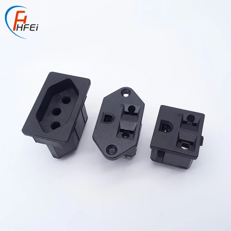 HF Ac Power Inlet Power Inlet Ac Connector Inlet Brazil Socket 3 Round Pin Extension Socket