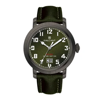 Pilot style 45mm stainless steel case 10 atm water resistant custom logo military watch