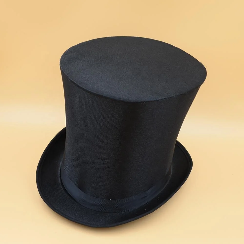 mh-3052 festa halloween deluxe extra alto vittoriano cocchiere nero cappello  a cilindro per il costume da mago