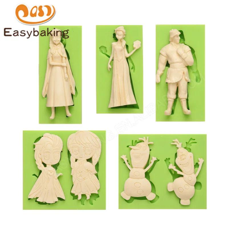 Frozen Anna and Elsa Shape Fondant Silicone Molds for Cake Decorating